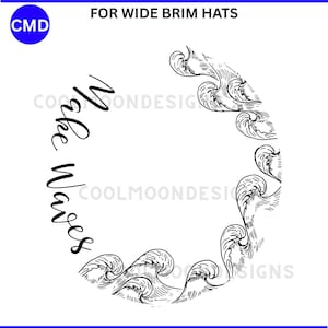 Make Waves Hat Burning Design, Ocean Wave Template, DIY Pyrography, Wide Brim Hats, Traceable Water Pattern, Digital Files png pdf jpg SVG