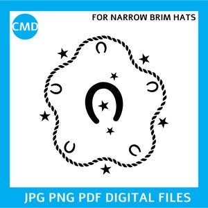 Stencils For Hat Burning, Horseshoes, Narrow Brim Hat Burning Stencil, Burned Hat Brim, Hat Stencil, Burned Fedora Pattern