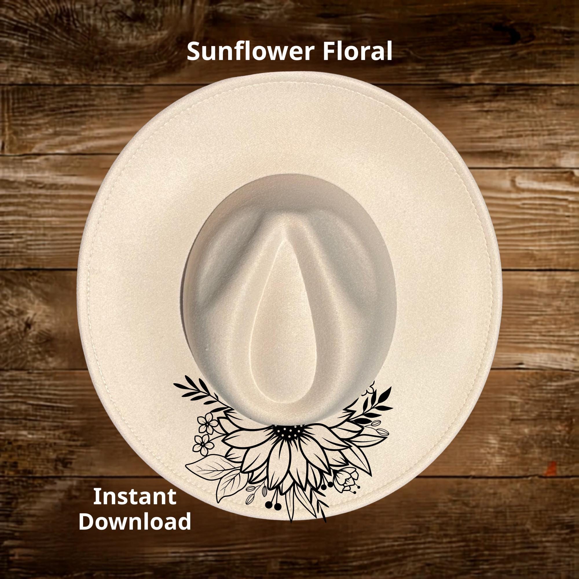 Women\'s Cream Floral Sunflower Cowboy Hat - Unbranded Sunflower Rancher Hat – Wild Prairie Outpost main image 3