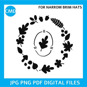 Fall Leaves Stencil Design For Hat Burning, Narrow Brim Hat Burning Stencil Pattern, Digital File Download