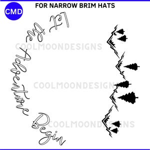 Let The Adventure Begin Hat Burning Design, Narrow Brim Hats, Mountains and Pine Trees Pattern, Digital Files png jpg pdf svg, Pyrography