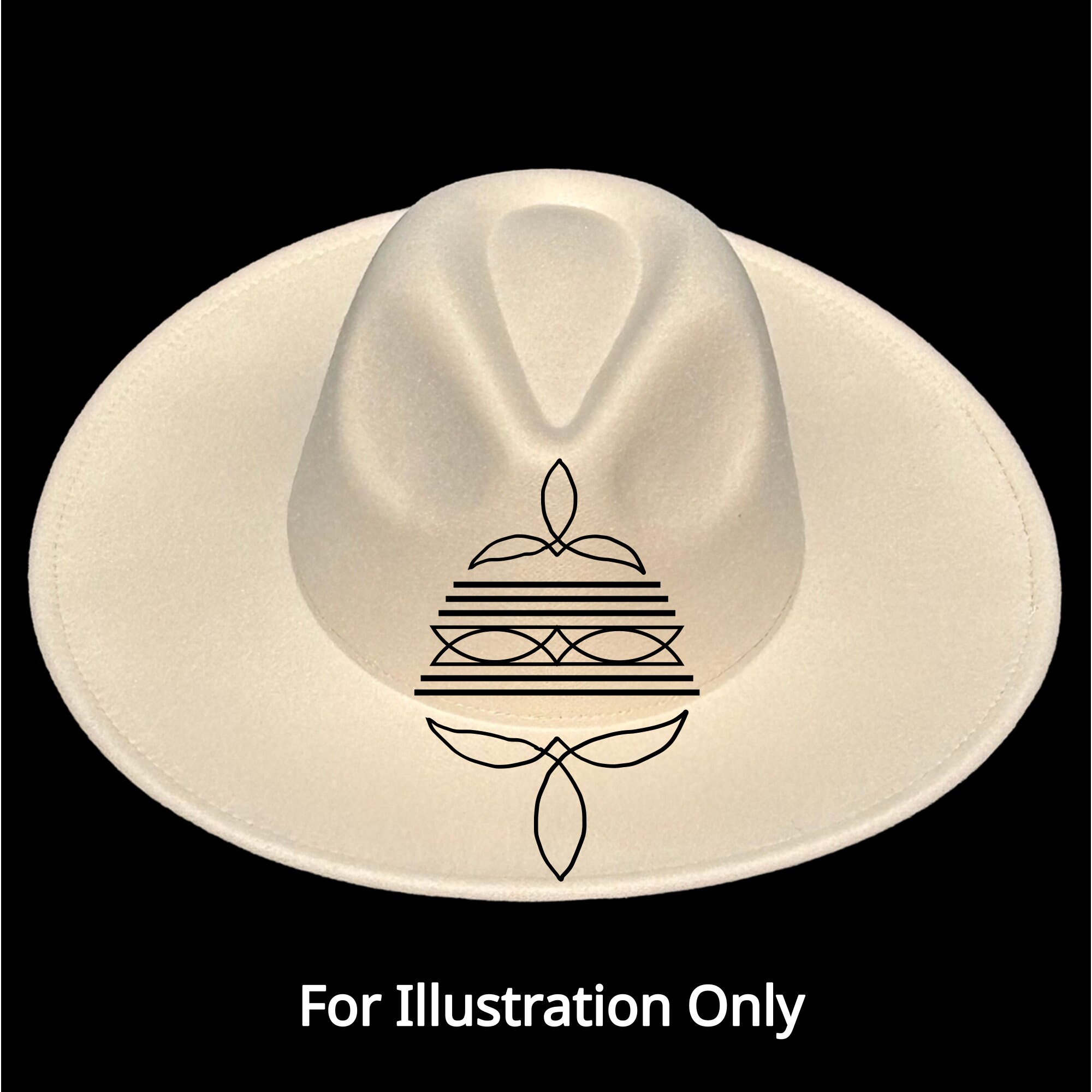 Hat Burning Design Western Boot Stitching Wide Brim Pattern Beginner ...