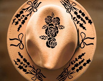 Lavender Bouquet Hat Burning Design, Narrow Brim Stencil Pattern for  Pyrography, Digital Download