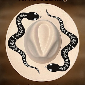 Black & White Steer Head Accent Snake Print Western Cowboy Hat Black SNAKE PRINT FAUX Leather Western Cowboy Hat - Etsy main image 3