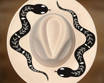 Chapéu de cobra com desenho pirografado, aba larga, padrão para pirografia, download digital