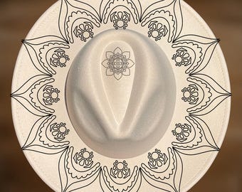 Mandala Hat Burning Design,  Wide Brim Pyrography Pattern, Easy to Burn, Digital Download