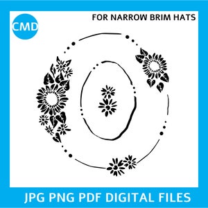 Stencils For Hat Burning, Sunflower 2 Hat Burning Stencil, Narrow Brim Hat Stencil, Burnt Hat Design, Burned  Pattern