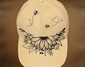 Gorra de béisbol con diseño de girasol en llamas, gorra de béisbol, fácil de quemar (descarga digital)