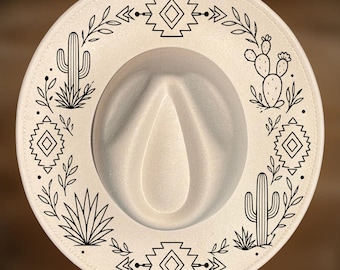 Aztec Southwestern Hat Burning Design, Wide Brim, Desert Pattern, SVG PNG, Digital Download