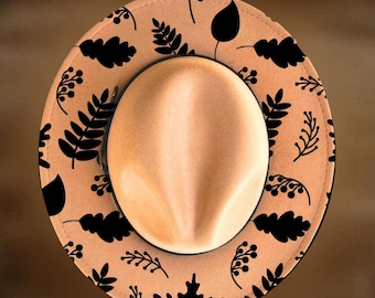 Fall Leaves Hat Burning Design Digital Download Pattern for Narrow Brim Hats
