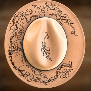 Hat Burning Design, Lady At Rest Narrow Brim Pattern, Beginner Friendly, Digital Download