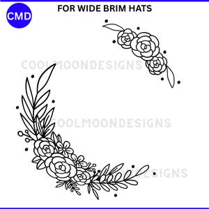 Rose Spray Hat Burning Design, Floral Pattern, Wide Brim Hats, Laser Friendly,Pyrography Template, Digital Files png, pdf jpg SVG