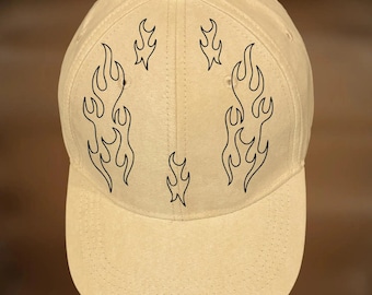 Flames Baseball Hat Burning Design, Easy Hand Burnable Pyrography Template, Digital Download