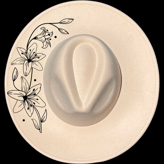 Lily Floral Wide Brim Hat Burning Design Template, Flower  display picture 2