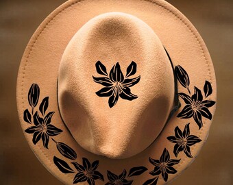 Day Lily Narrow Brim Hat Burning Design, Pattern, Hand Burn,, Digital Download