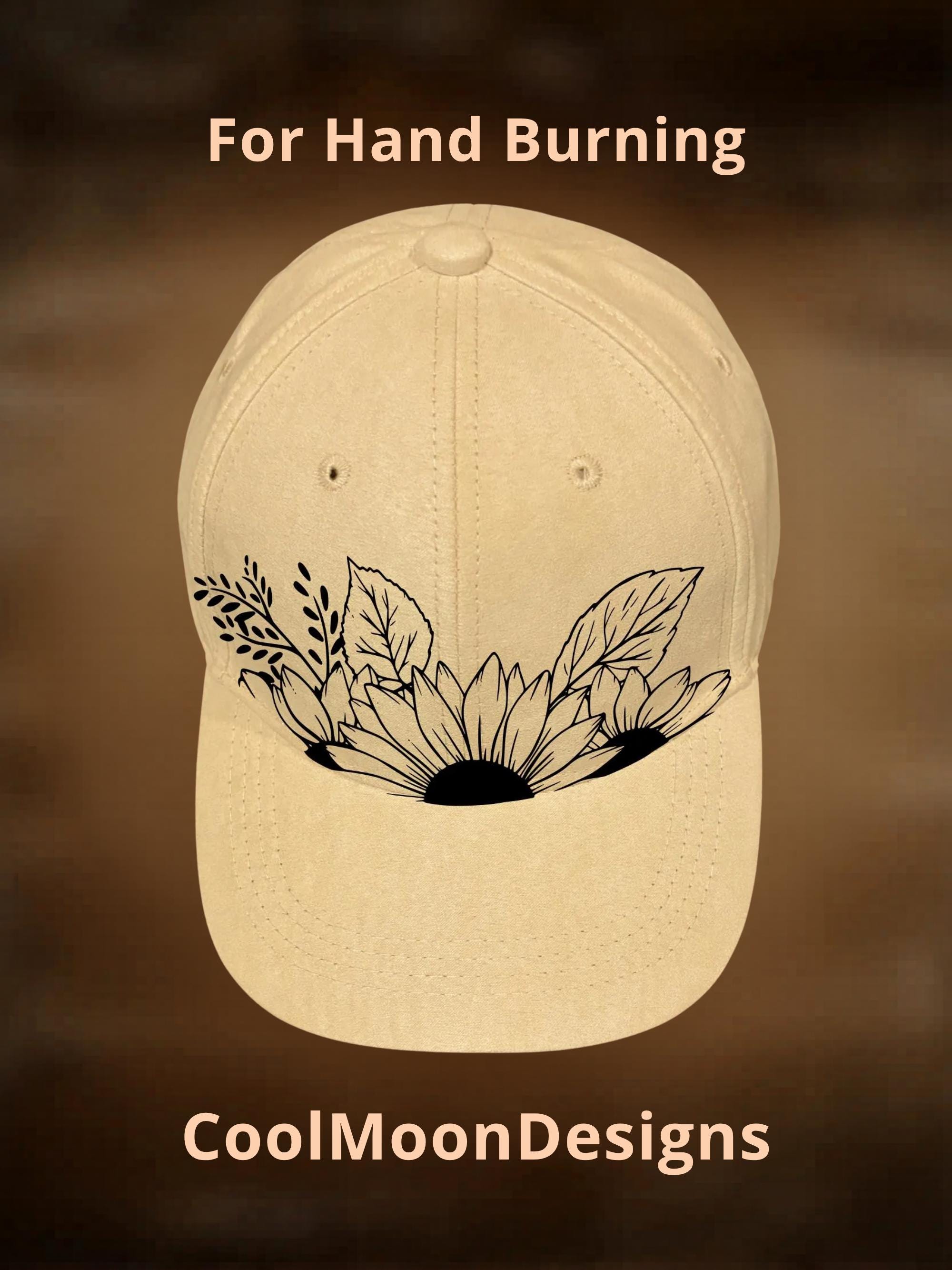 Hat Burning Design, Sunflower Fun Baseball Cap Pattern, Hand 