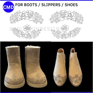 Cheetah and Posies Boot Burning Design, Floral Burned Bootie Pattern, Shoe Stencil,Boots Pyrography Template, Digital Files, png jpg svg pdf