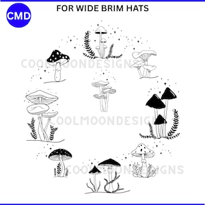 Mushroom Party Hat Burning Design | Morel Oyster Pattern | Wide Brim Pyrography Template | Digital Files