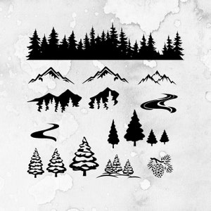 Stencils for Hat Band Burning SVG, Trees and Mountains, Burned Hat Brim ...