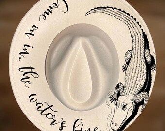 Alligator Hat Burning Design, Wide Brim Hat Pattern, Easy Digital Download,  PNG