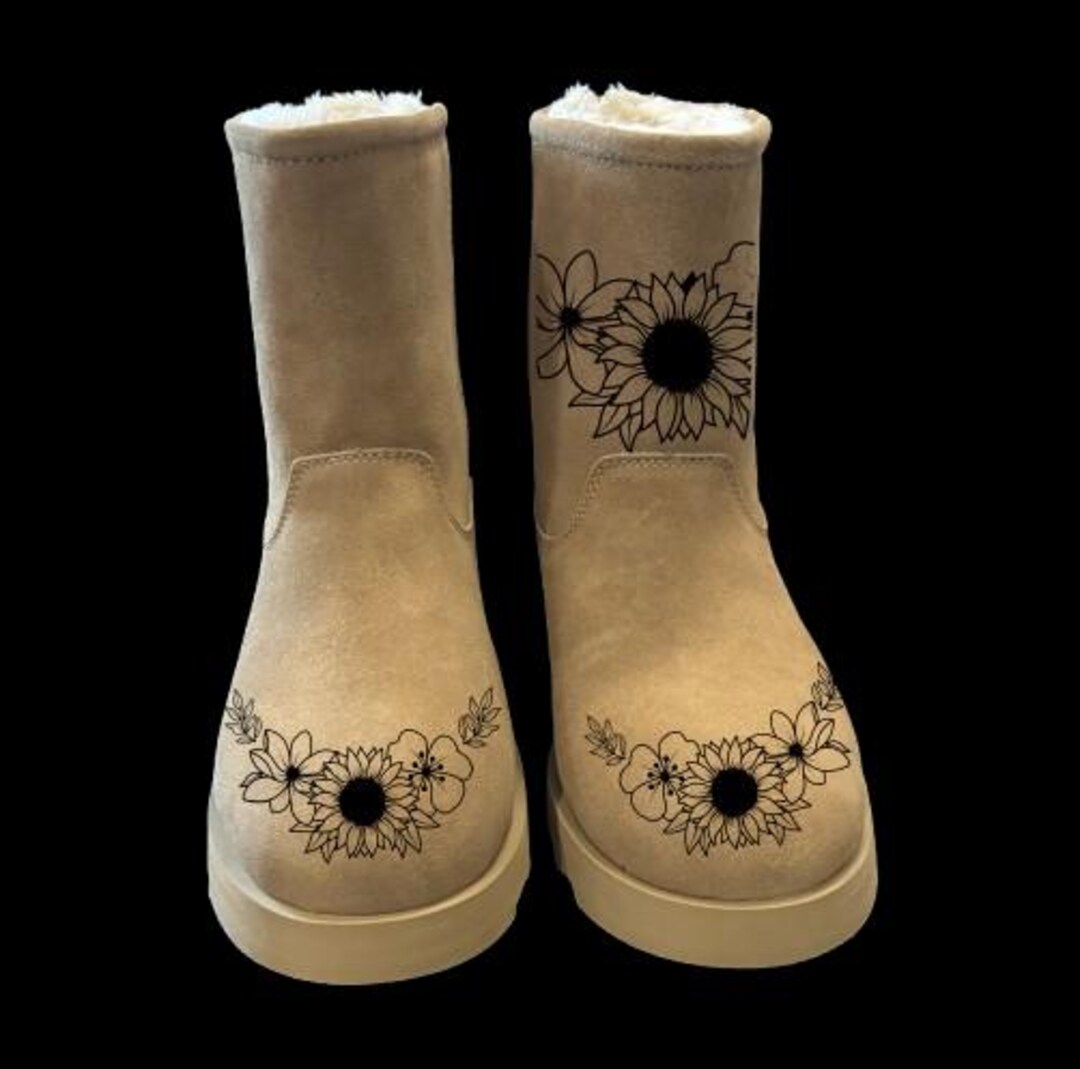 Boot Burning Design, Sunflower Boot Pattern, Floral,, Digital Download ...