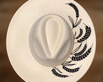 Hat Burning Design, Wheat Ears, Wide Brim, Easy Beginner Pattern, Hand Pyrography, Digital Download,