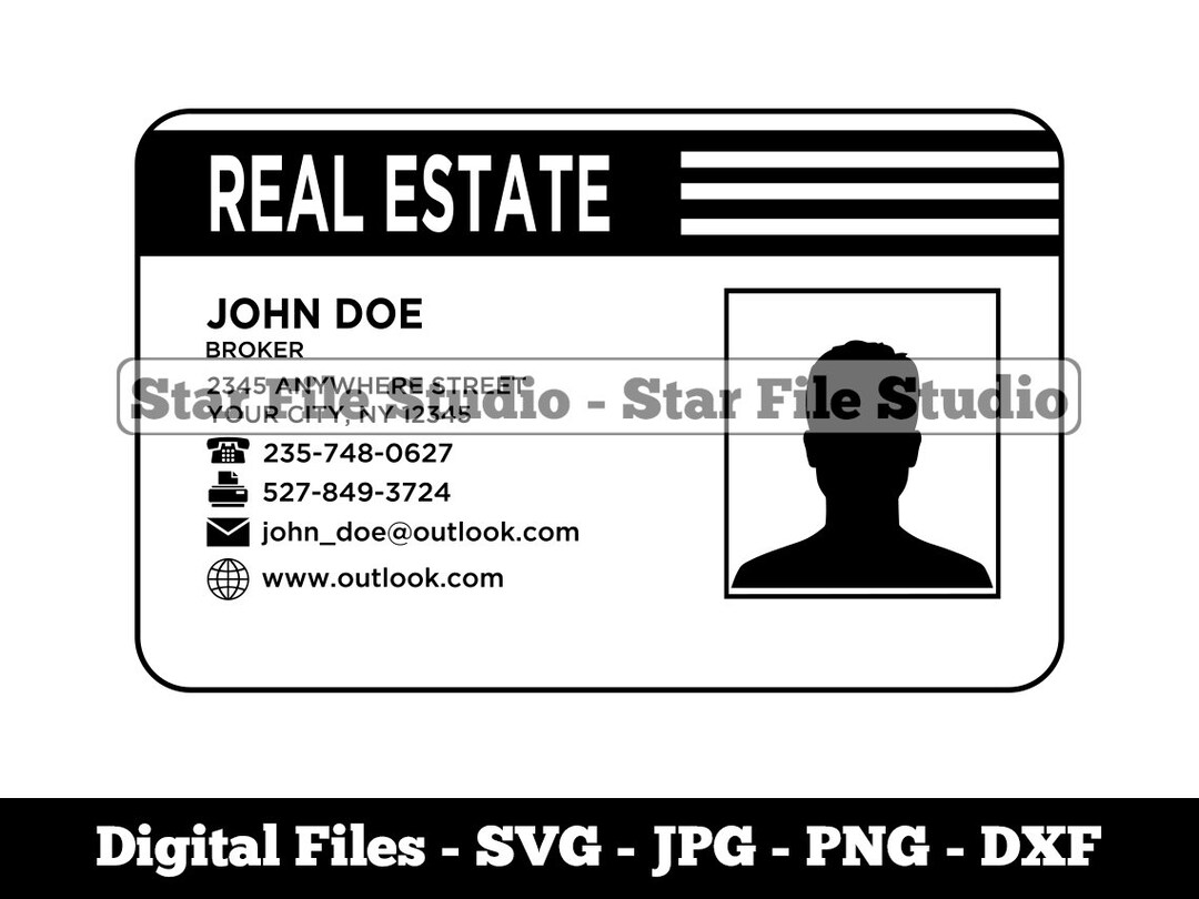 Real Estate Agent ID Template Svg Real Estate Svg Broker Etsy