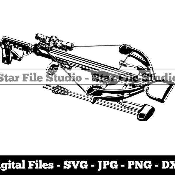 Crossbow #2 Svg, Crossbow Png, Crossbow Jpg, Bow Svg, Archer Svg, Crossbow Files, Crossbow Clipart