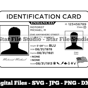 Erweiterte ID Vorlage Svg, Lifetime Sporting Lizenz Svg, Führerschein Svg, Identifiction Svg, ID Png, ID Jpg, Dateien, Clipart