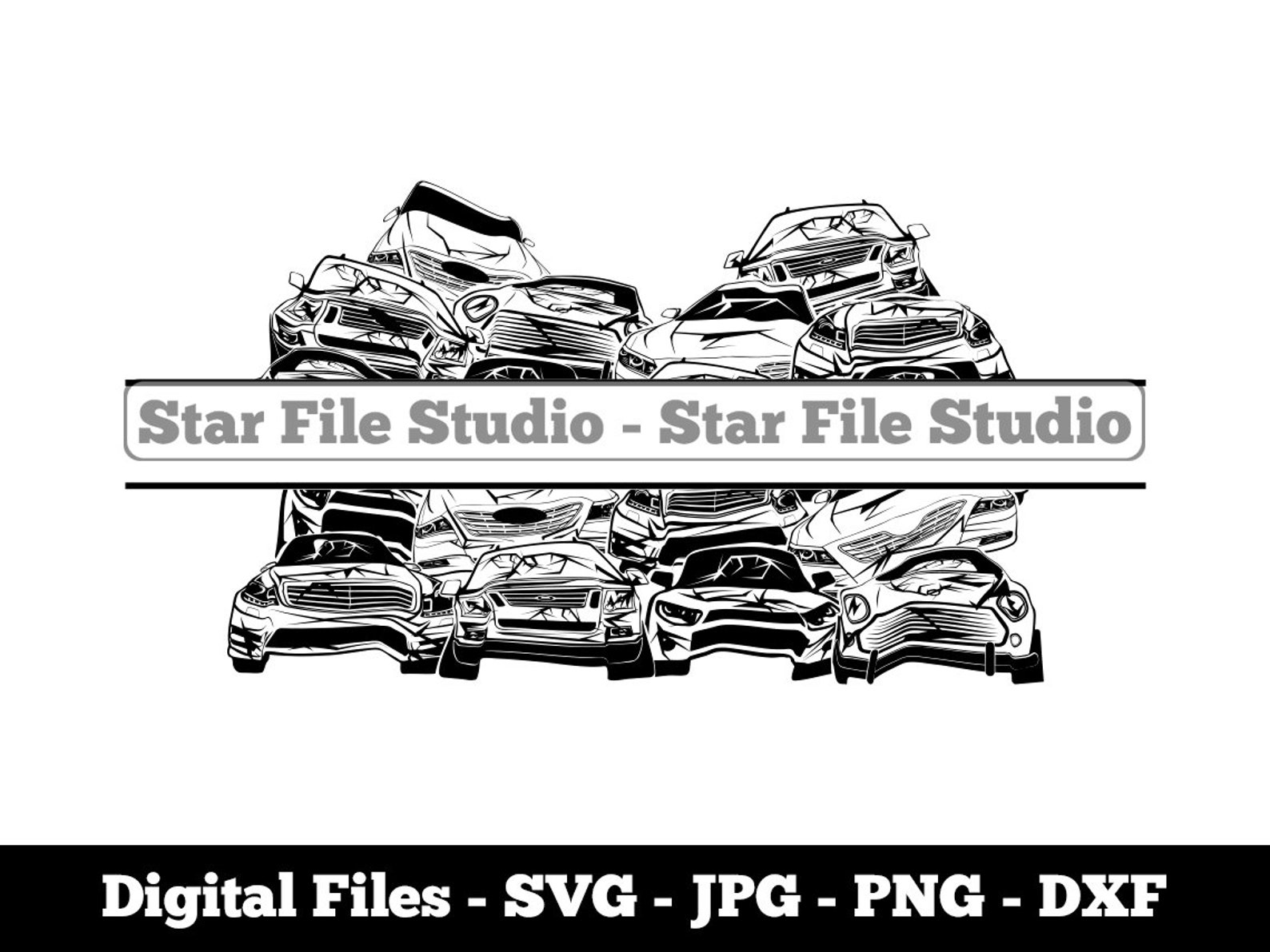 Car Junkyard Split Monogram Svg, Scrap Yard Svg, Junk Yard Svg ...