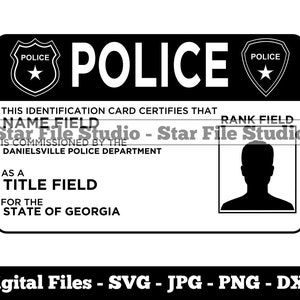 Police ID Template #2 Svg, Police Svg, Law Enforcement Svg, Police Png, Police Jpg, Police Files, Police Clipart