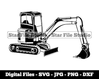 Mini Excavator #3 Svg, Excavator Svg, Heavy Equipment Svg, Excavator Png, Excavator Jpg, Excavator Files, Excavator Clipart