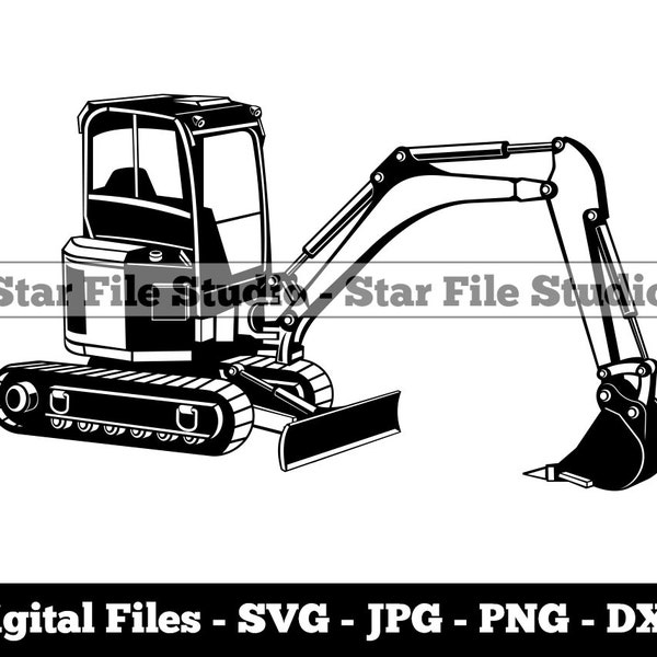 Mini Excavator #3 Svg, Excavator Svg, Heavy Equipment Svg, Excavator Png, Excavator Jpg, Excavator Files, Excavator Clipart