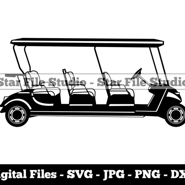 6 Seater Golf Cart #2 Svg, Golf Cart Svg, Golf Car Svg, Golf Svg, Golf Cart Png, Golf Cart Jpg, Golf Cart Files, Golf Cart Clipart