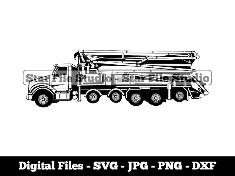 Concrete Pump Truck 3 Svg Pump Truck Svg Heavy Equipment Etsy