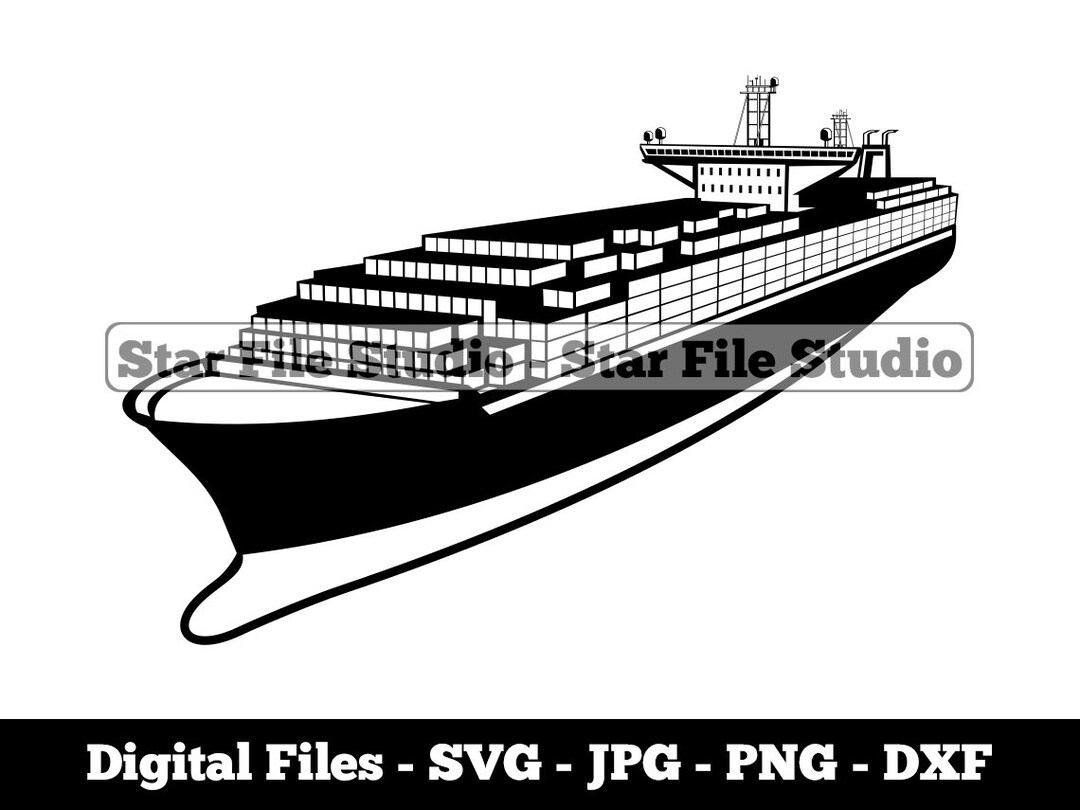 Container Ship Svg, Shipping Svg, Ship Svg, Container Ship Png ...