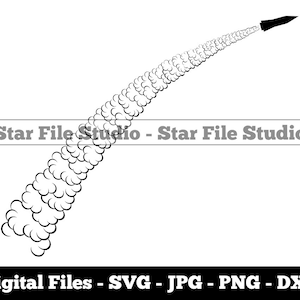 May include: Black and white silhouette of a rocket launching with a trail of smoke behind it. The text "Star File Studio" appears below the rocket.