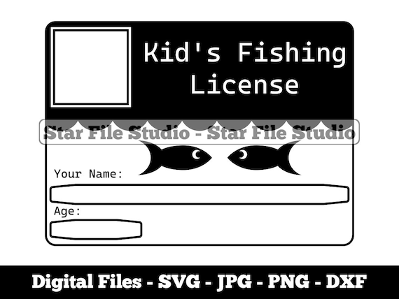JR Fishermans License Template Svg, Kids Fishing License Svg, Fishing Svg,  Fishing Png, Fishing Jpg, Fishing Files, Fishing Clipart