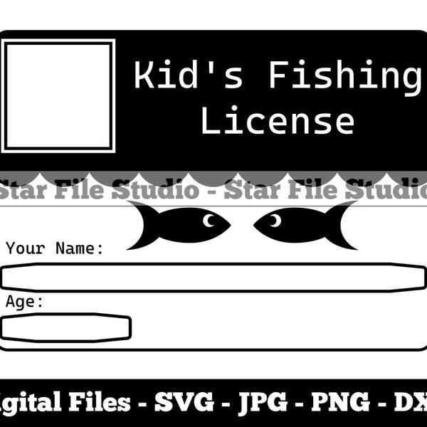 JR Fishermans License Template Svg, Kids Fishing License Svg, Fishing Svg, Fishing Png, Fishing Jpg, Fishing Files, Fishing Clipart
