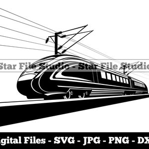 Tren de alta velocidad svg, tren svg, transporte svg, tren png, tren jpg, archivos de tren, clipart de tren