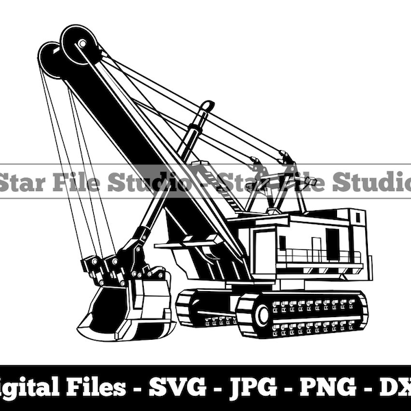 Dragline Rope Excavator #2 Svg, Excavator Svg, Heavy Equipment Svg, Excavator Png, Excavator Jpg, Excavator Files, Excavator Clipart