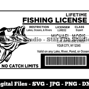 Plantilla de licencia de pesca svg, licencia de pescadores svg, pesca svg, pesca png, pesca jpg, archivos de pesca, clipart de pesca