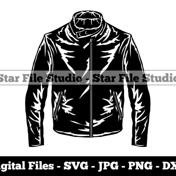 Leather Jacket #2 Svg, Jacket Svg, Coat Svg, Leather Jacket Png, Leather Jacket Jpg, Leather Jacket Files, Leather Jacket Clipart