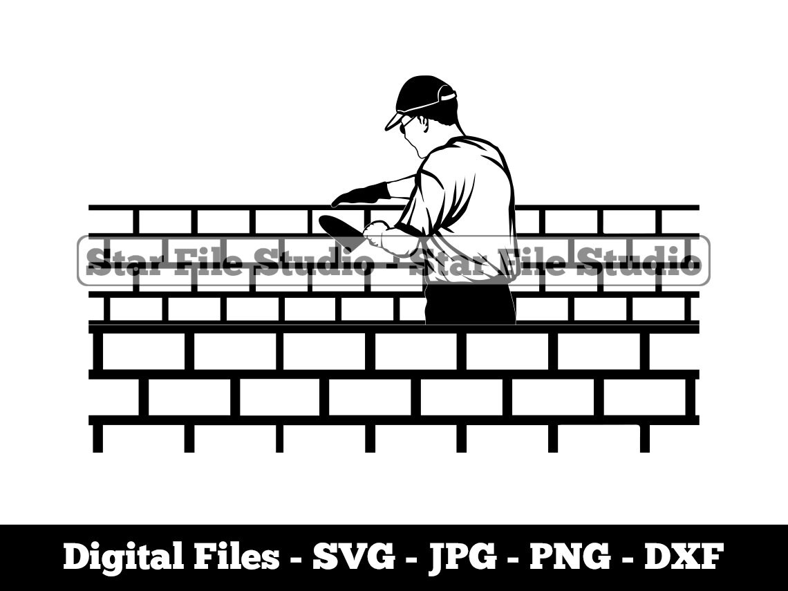 Brick Mason 3 Svg Construction Svg Contactor Svg Brick Etsy