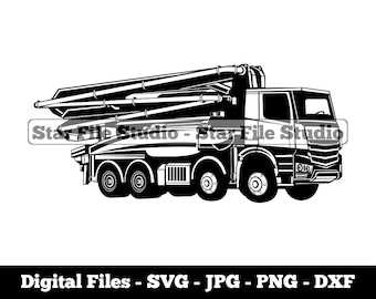 Concrete Pump Truck #2 Svg, Pump Truck Svg, Heavy Equipment Svg, Concrete Truck Svg, Concrete Pump Truck Png, Jpg, Files, Clipart