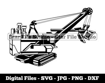 Excavadora de cuerda de arrastre svg, Excavadora svg, Equipo pesado svg, Excavadora png, Excavadora jpg, Archivos de excavadora, Clipart de excavadora