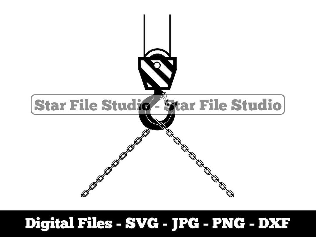Crane Hook With Chain Hoist Svg, Crane Hook Svg, Construction Svg ...