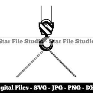 Crane Hook With Chain Hoist Svg, Crane Hook Svg, Construction Svg, Crane Hook Png, Crane Hook Jpg, Crane Hook Files, Crane Hook Clipart
