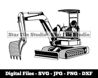 Mini Excavator Svg, Excavator Svg, Heavy Equipment Svg, Mini Excavator Png, Mini Excavator Jpg, Mini Excavator Files, Excavator Clipart