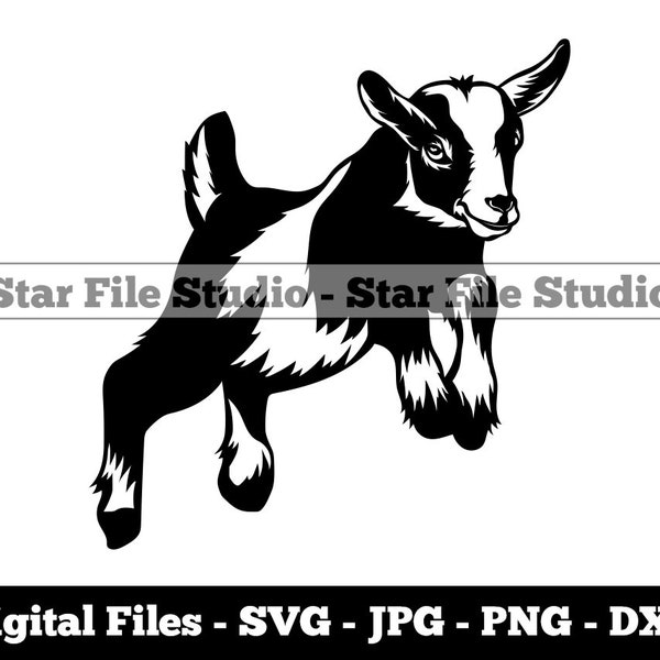 Jumping Baby Goat #2 Svg, Goat Svg, Farm Animals Svg, Baby Goat Png, Baby Goat Jpg, Baby Goat Files, Baby Goat Clipart